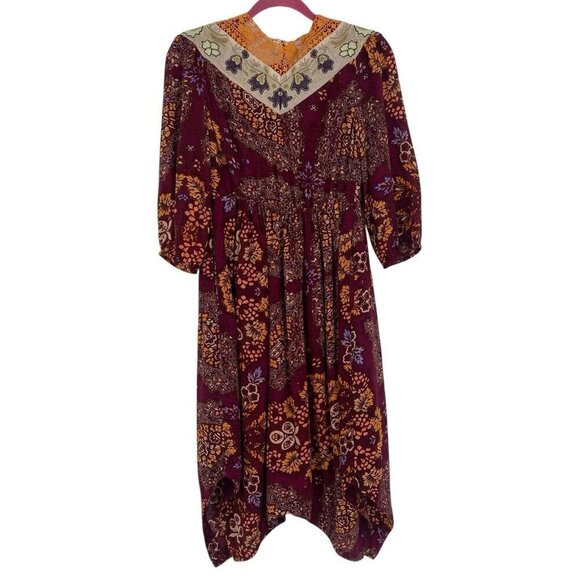 Anthropologie MAEVE Meredith Midi Dress Size XSP Embroidered Metallic Peasant - Picture 4 of 16